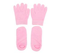 HAMPPLIES Guantes Hidratantes y Calcetines De Spa 2 Pares Tamaño Pequeño Cubiertas De Gel Para Manos y Pies Cuidado Piel Uso Nocturno Para Proteger y Suavizar La Piel Rosa