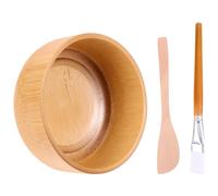 HAMPPLIES Herramientas DIY para Mascarillas Faciales con Cuenco de Madera Resistente Caídas Espátula y Pincel Portátil Kit para Mezclar y Aplicar Mascarillas el Cuidado Facial Casa