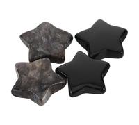 HAMPPLIES Juego de 4 Piedras Decorativas en Forma de Estrella de Cristal Pulido de Obsidiana Negra Natural, Tamaño 30 Mm, para Decoración del Hogar y Manualidades DIY, Accesorio