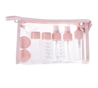 HAMPPLIES Juego De Botellas De Cosméticos Rellenables Para Viaje, Set De 11 Unidades, Tamaño Portátil, Material Pet Resistente, Color Rosa, Para Champú, Loción y Gel De Ducha, Uso Personal y Salida