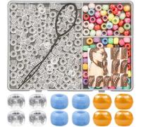 HAMPPLIES Juego de Cuentas Acrílicas para Trenzas y Rastas Multicolor Accesorios Cabello DIY Caja Múltiples Piezas para Decoración y Extensiones Material Plástico Duradero Adecuado para