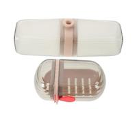 HAMPPLIES Juego de Portavasos y Jabonera para Cepillos de Dientes de Plástico Gris, Set de Compacto y Ligero, Dispensador de Enjuague Bucal Adecuado para Viaje, Baño y Uso Doméstico