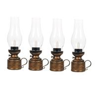 HAMPPLIES Lámparas de Aceite LED Vintage Llama Simulada, 4 Piezas, Base Retro Mecha Oscilante, Luz Decorativa para Hogar, Sala y Porche, bajo Consumo Energético