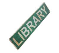 HAMPPLIES Letrero de Hojalata para Biblioteca, Arte de Pared Rústico Vintage para Decoración de Exteriores, Placa Metálica Resistente al Agua, Tamaño Adecuado para Hogar y Jardín