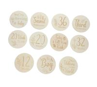 HAMPPLIES Marcadores Semanales del Embarazo de Madera para Futuras Mamás, Doble Cara, 11 Piezas, Tamaño Moderado, Portátil, Decoración para Fotos y Seguimiento del Crecimiento, Obsequio