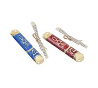 HAMPPLIES Mezuzá De Metal para Puerta con Pergamino Kosher y Símbolos Judíos Tradicionales, Diseño Espiral Artístico, Color Azul y Rojo, Decoración Judía para Hogar y Janucá, Pack 2 Piezas