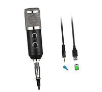 HAMPPLIES Micrófono de Condensador Profesional Material Plástico y Metal con Función de Eco y Soporte Rack para Grabación y Transmisión Adecuado para Estudios de Voz