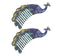 HAMPPLIES Peines para Peinar el Cabello de Acetato, Set 2 Piezas Diseño de Dibujos Animados de Pavo Real, Peines Pequeños Dientes Anchos para Cabello Rizado, Accesorio Portátil para