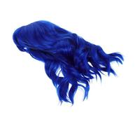 HAMPPLIES Peluca Cosplay Sintética Azul Corta Rizada con Flequillo Estilo Bob Ondulado de Agua para Mujeres Fiestas de Disfraz y Halloween Cabello Realista y Cobertura Completa