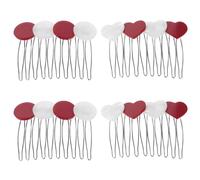 HAMPPLIES Pinzas Cabello Forma de Corazón y Círculo de Acetato, 4 Unidades, Tamaño Mini, Diseño Romántico para Mujer y Adolescentes, Clips Rojos para Uso Diario y Eventos Obsequios
