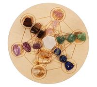 HAMPPLIES Rejilla Sagrada Metatrón Piedras de Cristal Pulido y Tablero de Madera para Apoyo en Prácticas de Meditación