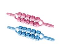 HAMPPLIES Rodillo De Masaje Muscular 2 Piezas Rosa y Azul, Bastón Masajeador 10 Ruedas Para Tejido Profundo, Portátil y Antideslizante, Adecuado Para Relajación Muscular En Casa y Gimnasio