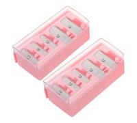 HAMPPLIES Sacapuntas Manual para Lápices de Cejas y Labios, 5 Agujeros con Tapa Rosa, Afilador de Precisión para Delineador de Ojos y Maquillaje, Kit 2 Unidades, Compacto para