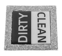 HAMPPLIES Señal Magnética para Lavavajillas Reversible de Color Claro con Imán, Indicador de Estado Limpio y Sucio con Incrustación de Gemas de Imitación, Señal Decorativa para Cocina