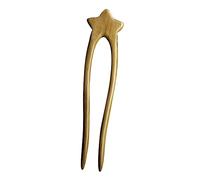 HAMPPLIES Shaped Wooden Hair Stick Double Prong Star Design Hairpin For Thick Long Hair Women