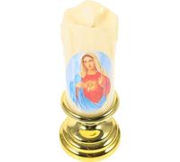 HAMPPLIES Vela LED sin Llama Cónica Transparente para Oración Católica Luz de Vela Religiosa Batería para Hogar E Iglesia María sin Batería Estilo Aleatorio