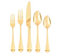 Hampton Forge Beechwood Gold20 Flatware Set Service for 4 Forged 1810 24kt 20Piece Silver and Gold