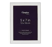 Hampton Frames ANNABEL ANN57WH Marco de fotos plateado con incrustaciones de esmalte blanco 5 x 7 (13 x 18 cm)