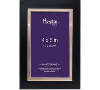 Hampton Frames DELANO DEL46BKGD - Marco de fotos de 10 x 15 cm, color negro con incrustaciones de efecto dorado, apertura de cristal
