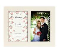 Hampton Frames GALLERY GAL04WHT marco doble blanco para 2 fotos 10x15 cm (4x6"), madera MDF, cristal, soporte mesa o pared, orientación horizontal o vertical