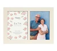 Hampton Frames GALLERY GAL05WHT marco doble blanco para 2 fotos 13x18 cm (5x7”), MDF pintado, cristal, para mesa o pared, horizontal o vertical, clips giratorios