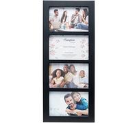 Hampton Frames GALLERY marco de fotos negro 4 aberturas 10x15 cm MDF, frontal acrílico, para pared o sobremesa, orientación horizontal o vertical, sin vidrio