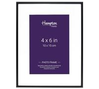 Hampton Frames MADRID M138B46 - Marco de fotos 10 x 15 cm, perfil estrecho negro mate, montura biselada, soporte de tarjeta blanco, para mesa o pared, horizontal o vertical