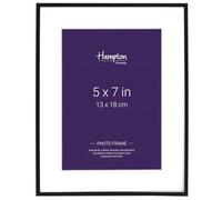 Hampton Frames MADRID M138B57 - Marco de fotos negro mate 13x18 cm, perfil estrecho, montura biselada, soporte de tarjeta blanco, uso en pared o sobremesa horizontal/vertical