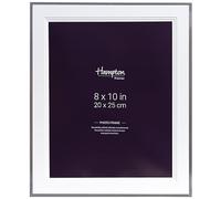 Hampton Frames MARBELLA MARB10M80S - Marco de fotos plateado elegante con soporte, 20 x 25 cm, cristal