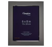 Hampton Frames | Marco de fotos, 15x20 cm, plateado, perfil 22 mm, cristal | Grabable, trasera de terciopelo, uso horizontal o vertical | Elegancia para decoración hogar