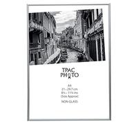 Hampton Frames | Marco de fotos, aluminio, A4, 21 x 29,7 cm, plateado | Plexiglás seguro, montaje vertical u horizontal, clips de seguridad | Para certificados y documentos