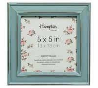 Hampton Frames | Marco de fotos cuadrado, 13x13 cm, azul, madera | Montaje en pared o sobremesa, trasera negra con mosquetón | Para resaltar recuerdos con estilo