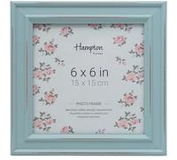 Hampton Frames | Marco de fotos cuadrado 15 x 15 cm azul claro madera MDF | Perfil ancho 30 mm estilo envejecido cristal frontal | Decoración moderna para hogar