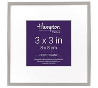 Hampton Frames Marco de fotos cuadrado 8x8 cm, placa plateada, biselado, soporte de terciopelo gris, montaje clásico, apertura de cristal, solo independiente