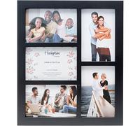 Hampton Frames | Marco de fotos múltiple | 5 aperturas 10x15 cm, negro, frontal acrílico | MDF pintado, colgado o sobremesa, clips giratorios | Decoración versátil para hogar