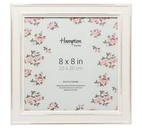 Hampton Frames | Marco de fotos PALOMA, 20x20cm, madera blanca envejecida | Perfil biselado 30mm, soporte pie y pared, clips giratorios | Decoración hogar