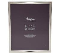 Hampton Frames Marco de fotos plateado 20 x 25 cm, acabado níquel pulido, para pared o mesa, orientación vertical u horizontal, vidrio real, fácil de cambiar
