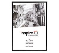 Hampton Frames Marco para póster 30x42 cm negro, acrílico ligero, parte trasera abatible, clips giratorios, montaje en pared vertical u horizontal, decoración hogar u oficina