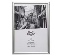 Hampton Frames | Marco para póster A5, plateado, aluminio, frontal plexiglás | Uso vertical u horizontal, clips de seguridad, montaje en pared o sobremesa | Para fotos y certificados