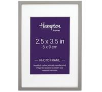 Hampton Frames Mayfair BSN13823 Marco de fotos plateado 6x9 cm, corte biselado, cristal, soporte de terciopelo gris, para pared o sobremesa, decoración hogar