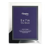 Hampton Frames MIRROR GTM24057 Marco de fotos de cristal con acabado de espejo, 13 x 18 cm, negro, perfil ancho, soporte de terciopelo, vertical u horizontal