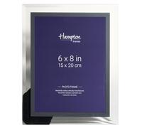 Hampton Frames MIRROR GTM24068 marco de fotos de cristal con acabado de espejo, 15x20 cm, negro, bordes biselados, trasera de terciopelo, uso horizontal o vertical