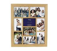 Hampton Frames New England NEWOAK9APLX - Marco de fotos con 9 aperturas - 7-4x6 y 2-5x7 de roble natural con múltiples aperturas, acrílico (no vidrio) frontal