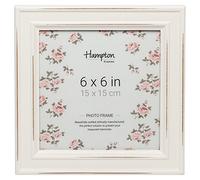 Hampton Frames, PALOMA - Marco de fotos cuadrado, 15 x 15 cm, tablero DM envejecido blanco, frontal de cristal, independiente o montaje en pared, exhibición para decoración del hogar
