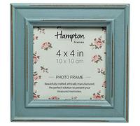 Hampton Frames PALOMA - Marco de fotos cuadrado | 4 x 4 (10 x 10 cm), azul claro, tablero de densidad media pintado envejecido, frontal de cristal, independiente o montaje en pared, decoración del