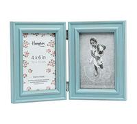 Hampton Frames PALOMA PAL301904B Marco de fotos doble con bisagras, 10 x 15 cm, azul claro, madera de ingeniería pintada, vidrio, apto para pie