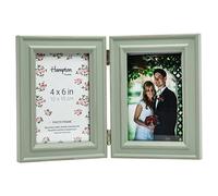 Hampton Frames PALOMA PAL301904S Marco de fotos doble con bisagras, 10 x 15 cm, verde salvia, MDF pintado, para colocar de pie en vertical