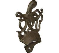 Hampton Nautical K-9116-Hierro Fundido de Hierro Fundido Montaje en Pared Octopus abridor de Botellas 6" - Vintage decoración de Hierro Fundido - Abrebotellas de decoración de la Vida Marina