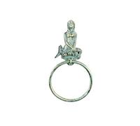 Hampton Nautical Toallero de Hierro Fundido de Bronce Antiguo de 8.5 Pulgadas, decoración de Sirena, Arte de Pared de Metal