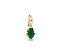 Hamsa Hand 14k Gold-Plated Mini Dangle with Imitation Malachite